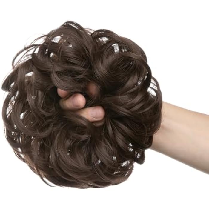 SARLA Messy Hair Bun Hair Piece for Women Girls Dark Brown Synthetic Hair Buns Extension Hairpieces Ponytail Hair Extensions - Image 4